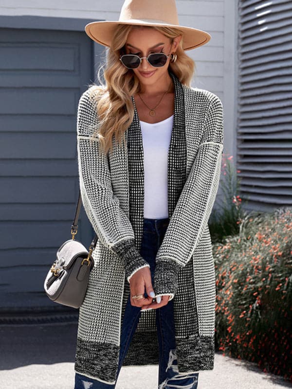 Cozy mid-length knitted cardigan