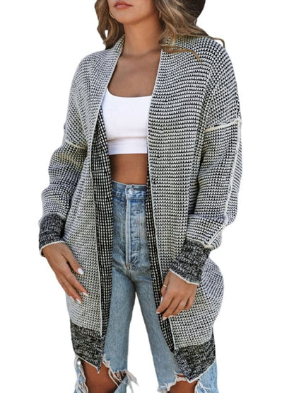 Cozy mid-length knitted cardigan