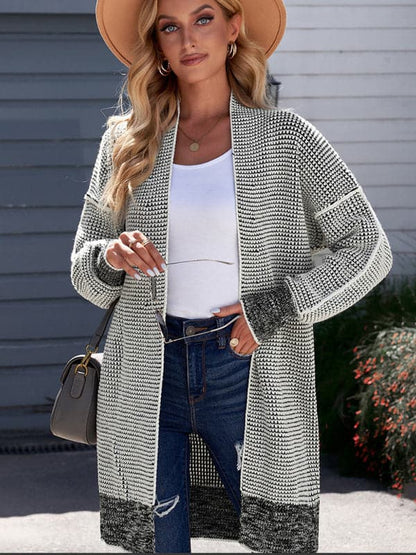 Cozy mid-length knitted cardigan