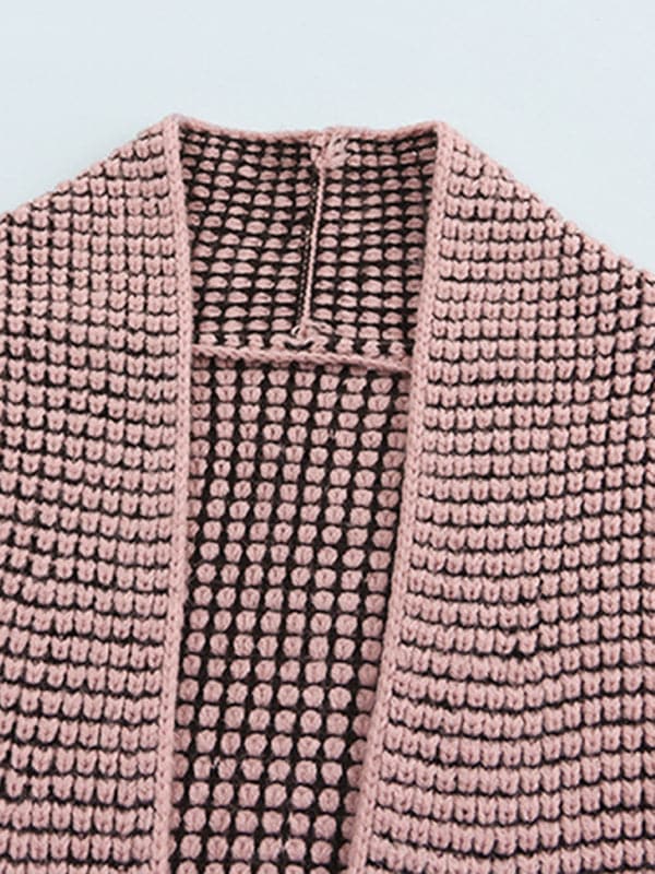 Cozy mid-length knitted cardigan