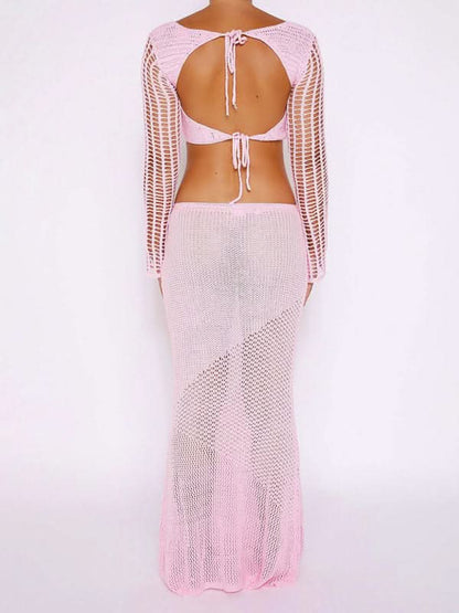 Knitted maxi skirt set for women