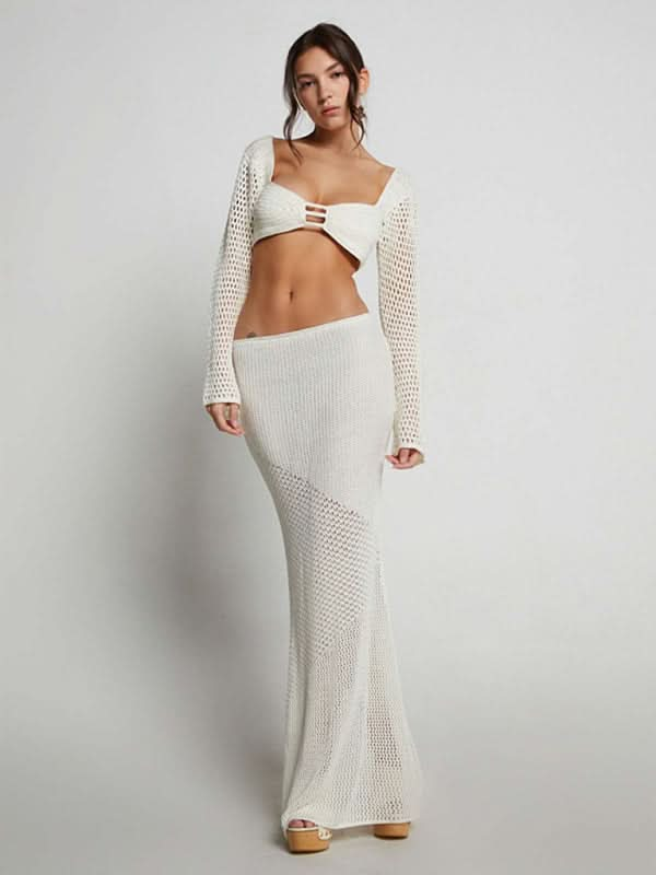 Knitted maxi skirt set for women