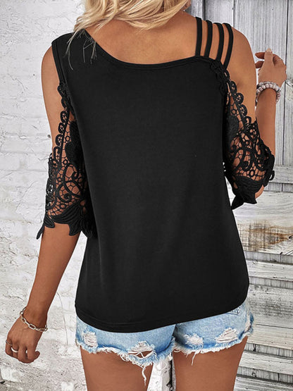 Chic lace patchwork knitted top