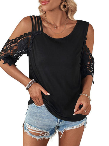 Chic lace patchwork knitted top