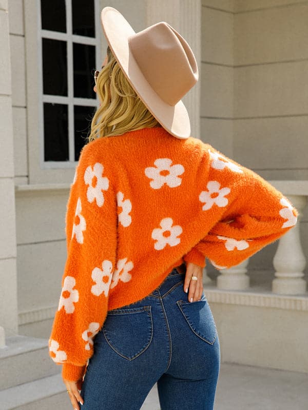 Colorful floral women's sweater