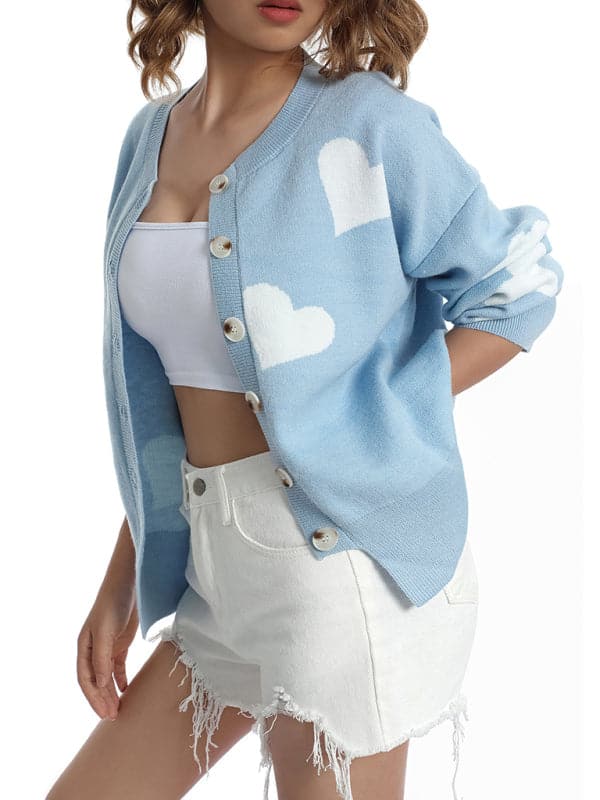 Chic love-themed cardigan sweater