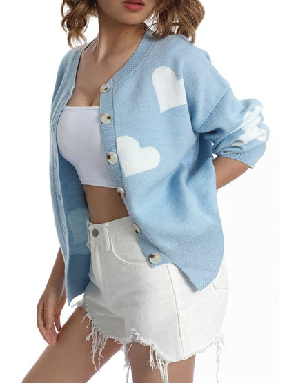 Chic love-themed cardigan sweater