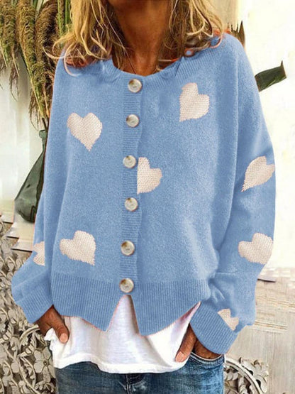 Chic love-themed cardigan sweater