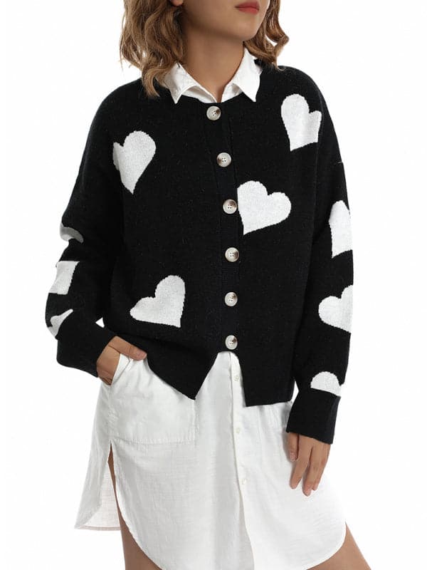 Chic love-themed cardigan sweater