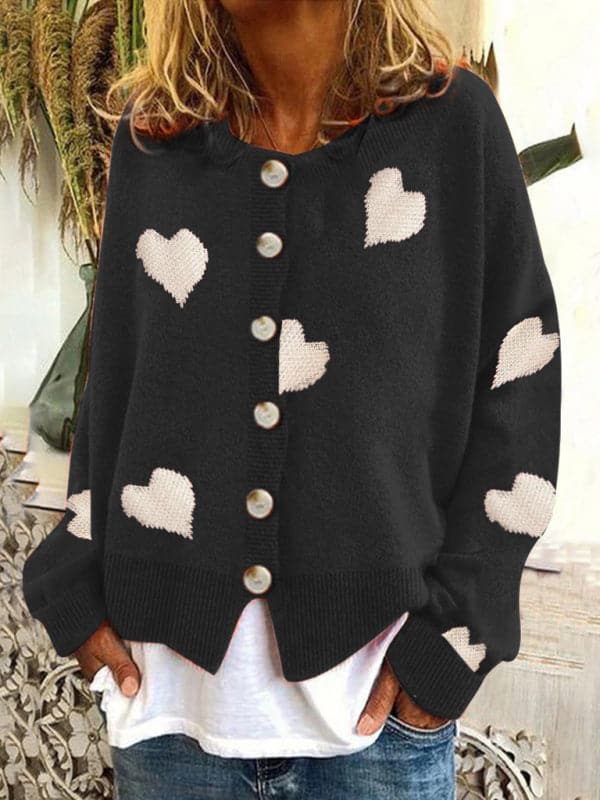 Chic love-themed cardigan sweater