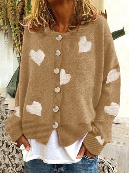 Chic love-themed cardigan sweater