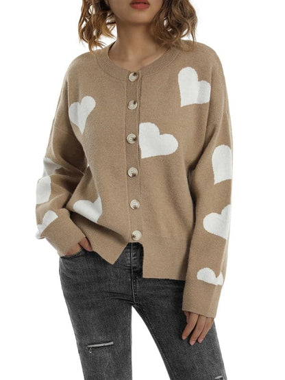 Chic love-themed cardigan sweater