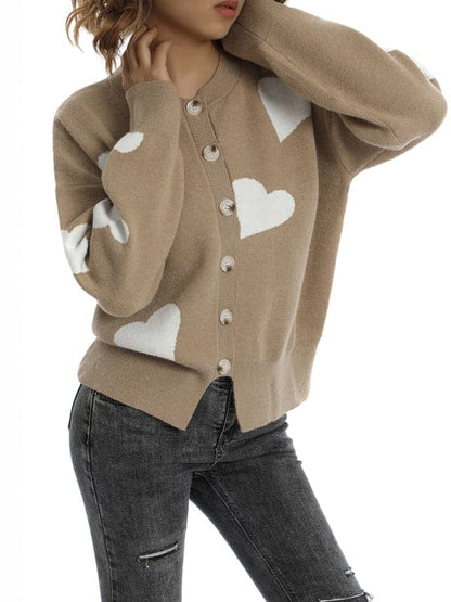 Chic love-themed cardigan sweater