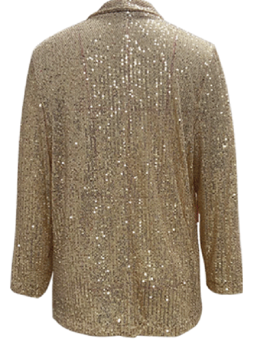 Stylish Women's Sequined Long-Sleeved Mid-Length Lapel Blazer