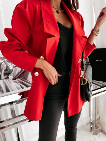 Women's New Casual Jacket Double Breasted Solid Color Suit