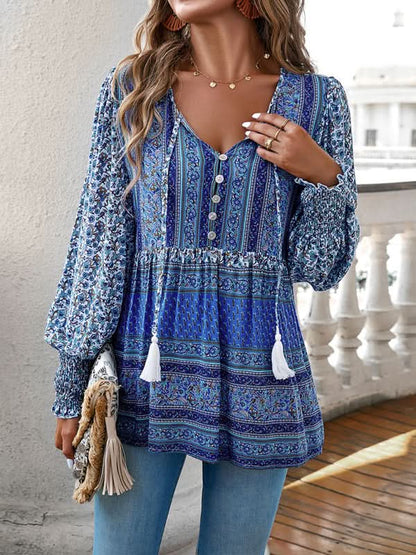 Bohemian floral button top