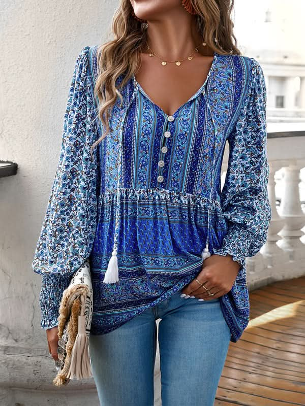 Bohemian floral button top