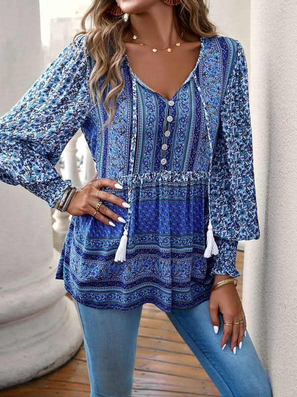 Bohemian floral button top