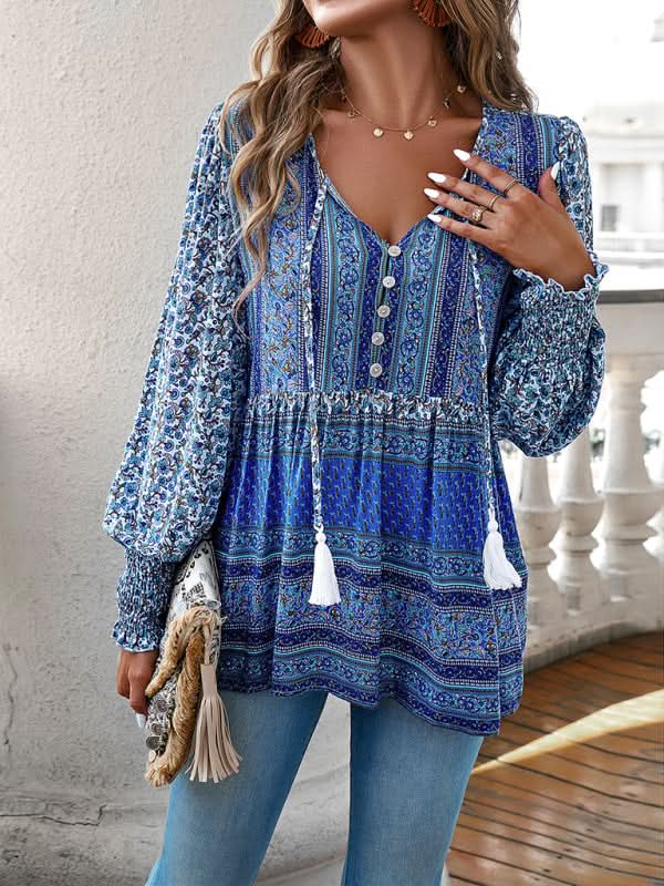 Bohemian floral button top