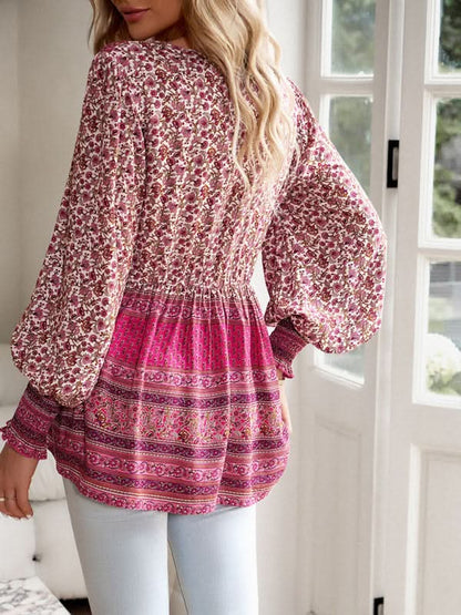 Bohemian floral button top