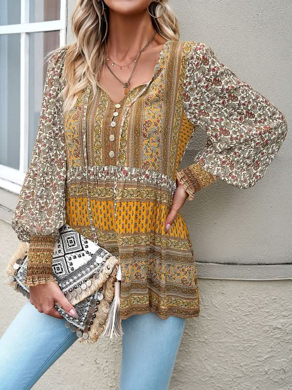 Bohemian floral button top