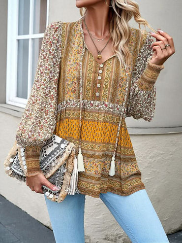 Bohemian floral button top