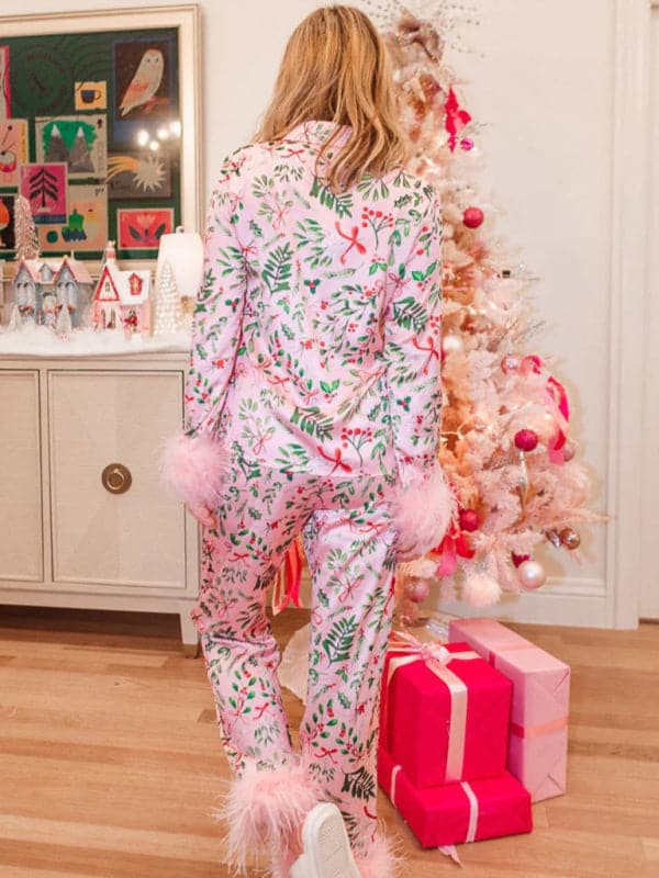 Cozy satin printed loungewear set