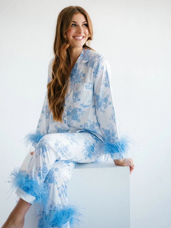 Cozy satin printed loungewear set