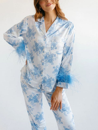 Cozy satin printed loungewear set