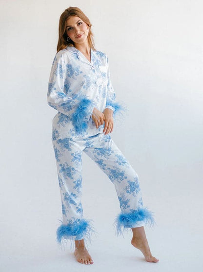 Cozy satin printed loungewear set