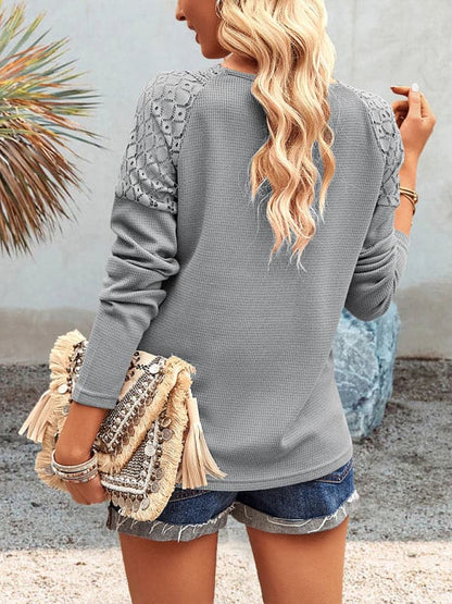 Lace V-neck knit top for women