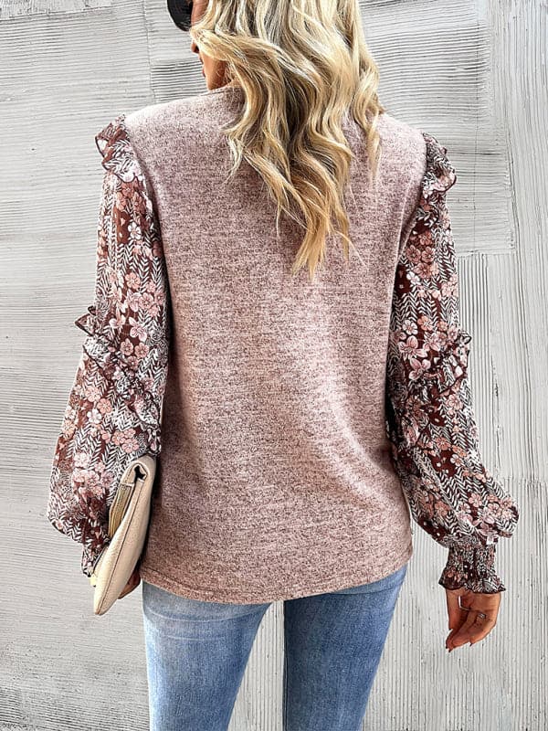 Floral patchwork crew neck top