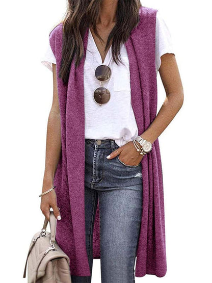 Chic solid color cardigan vest