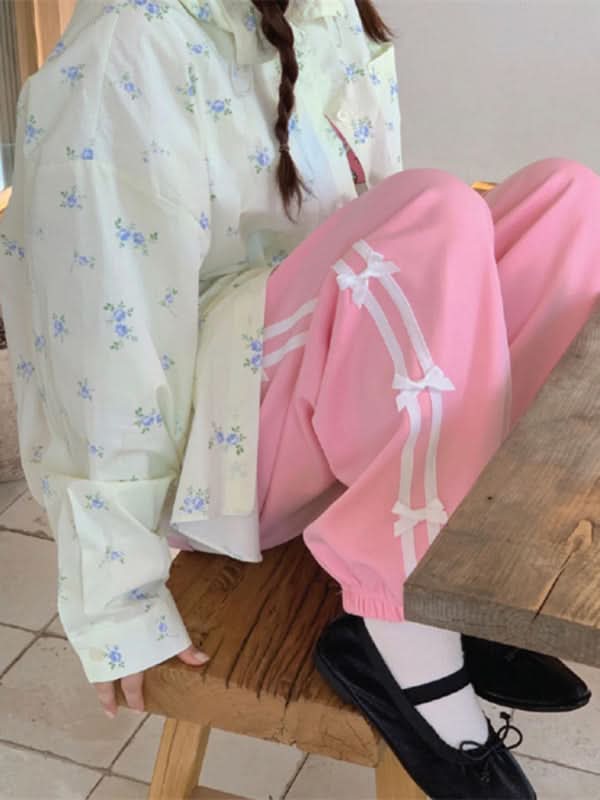 Charming Women's Three-Dimensional Bow Casual Active Pants
