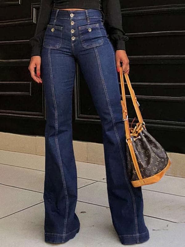 Stylish high waist flared jeans