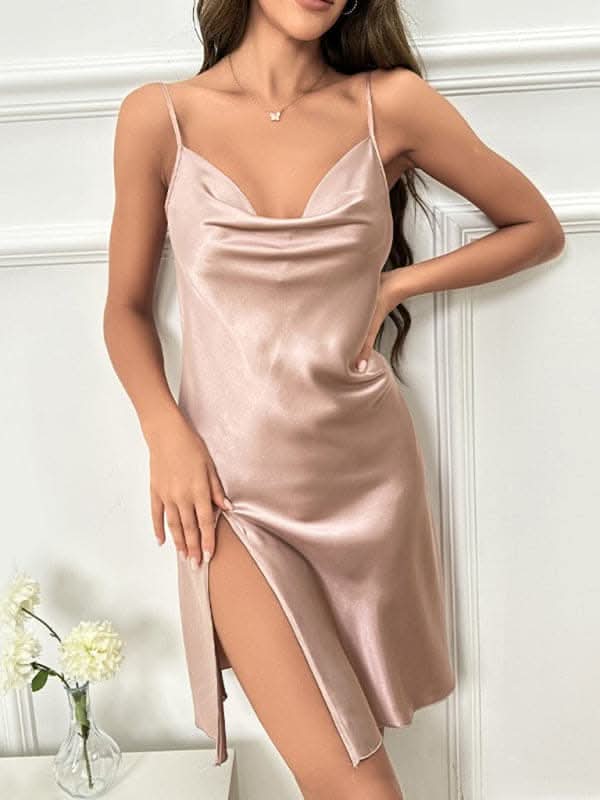 New sexy backless slit suspender nightgown home wear.