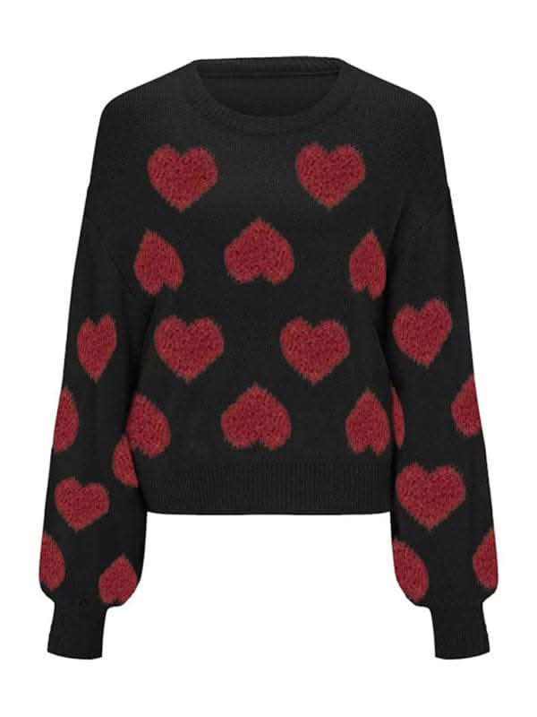 New Valentine's Day loose sweet love jacquard pullover sweater.