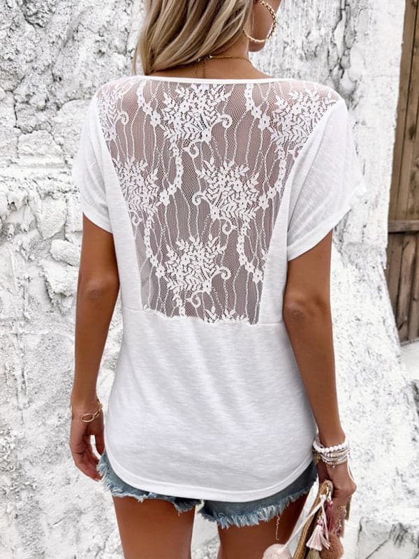 Elegant V-neck pleated tee