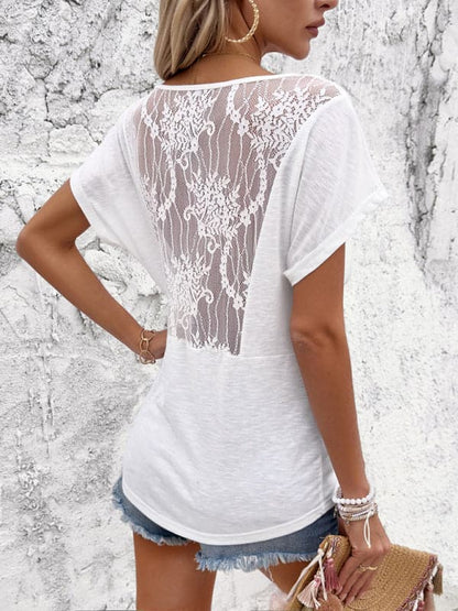 Elegant V-neck pleated tee