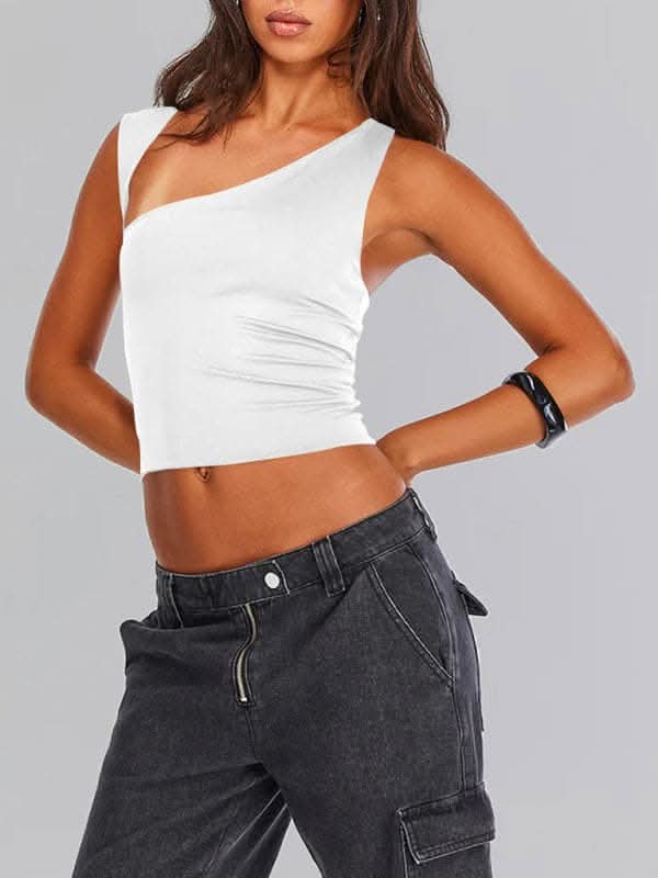 New Y2K irregular neckline top sexy backless slim vest.