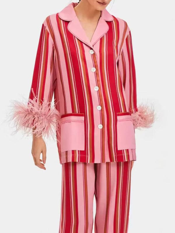 Feather-striped loungewear set