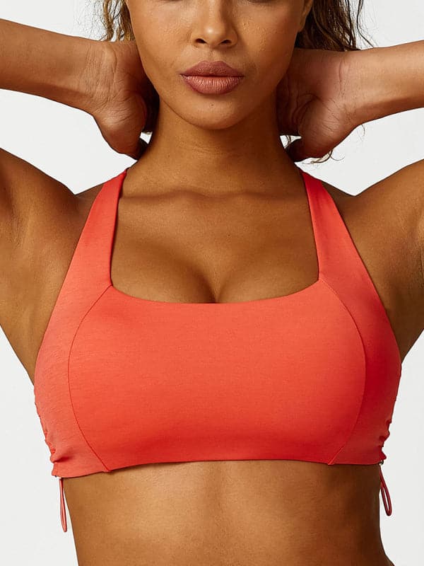 Breathable yoga bra with drawstring