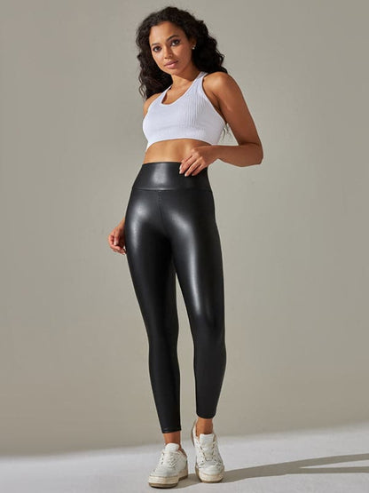 Plus size high waist PU leggings