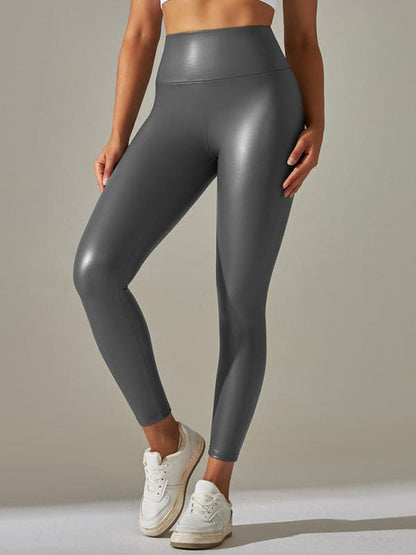 Plus size high waist PU leggings