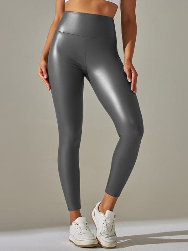 Plus size high waist PU leggings