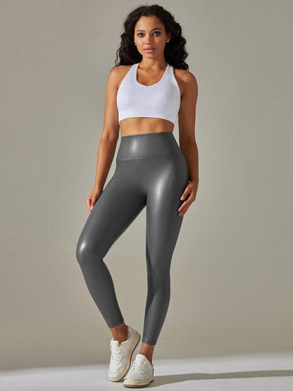 Plus size high waist PU leggings