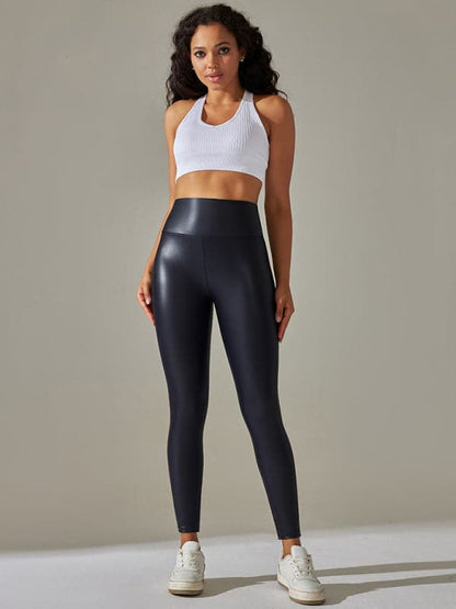 Plus size high waist PU leggings