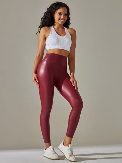 Plus size high waist PU leggings