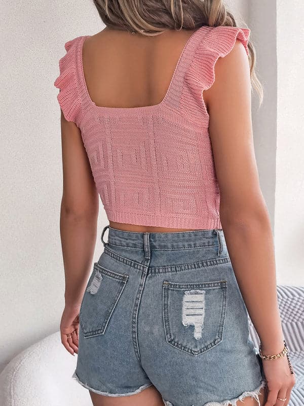 Chic sleeveless crop top with fungus hem