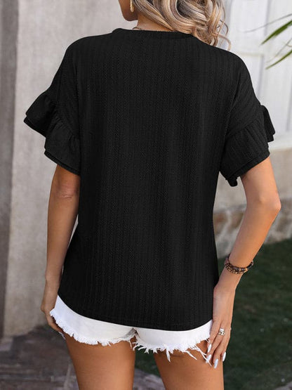 Chic ruffle sleeve T-shirt